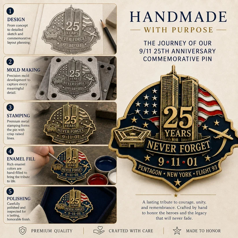 🕯️ 9/11 "New York • Pentagon • Flight 93" 25th Anniversary Remembrance Pin