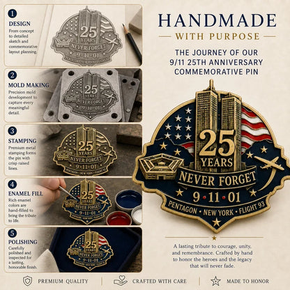 🕯️ 9/11 "New York • Pentagon • Flight 93" 25th Anniversary Remembrance Pin
