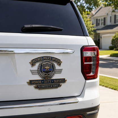 Retired Police Officer Honor Duty Service Metal Car Emblem